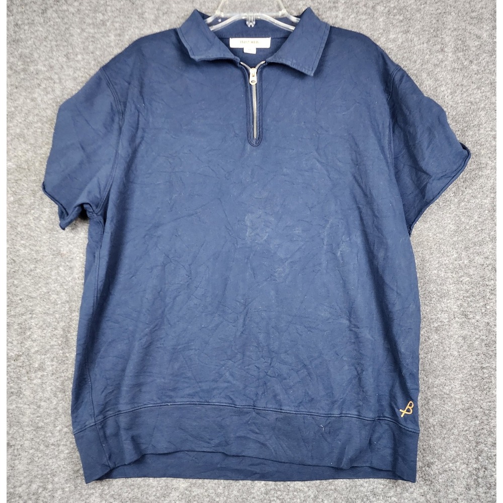 Reigning Champ Short Sleeve Sweatshirt Mens Medium Navy Blue‎ Raw Hem Athletic